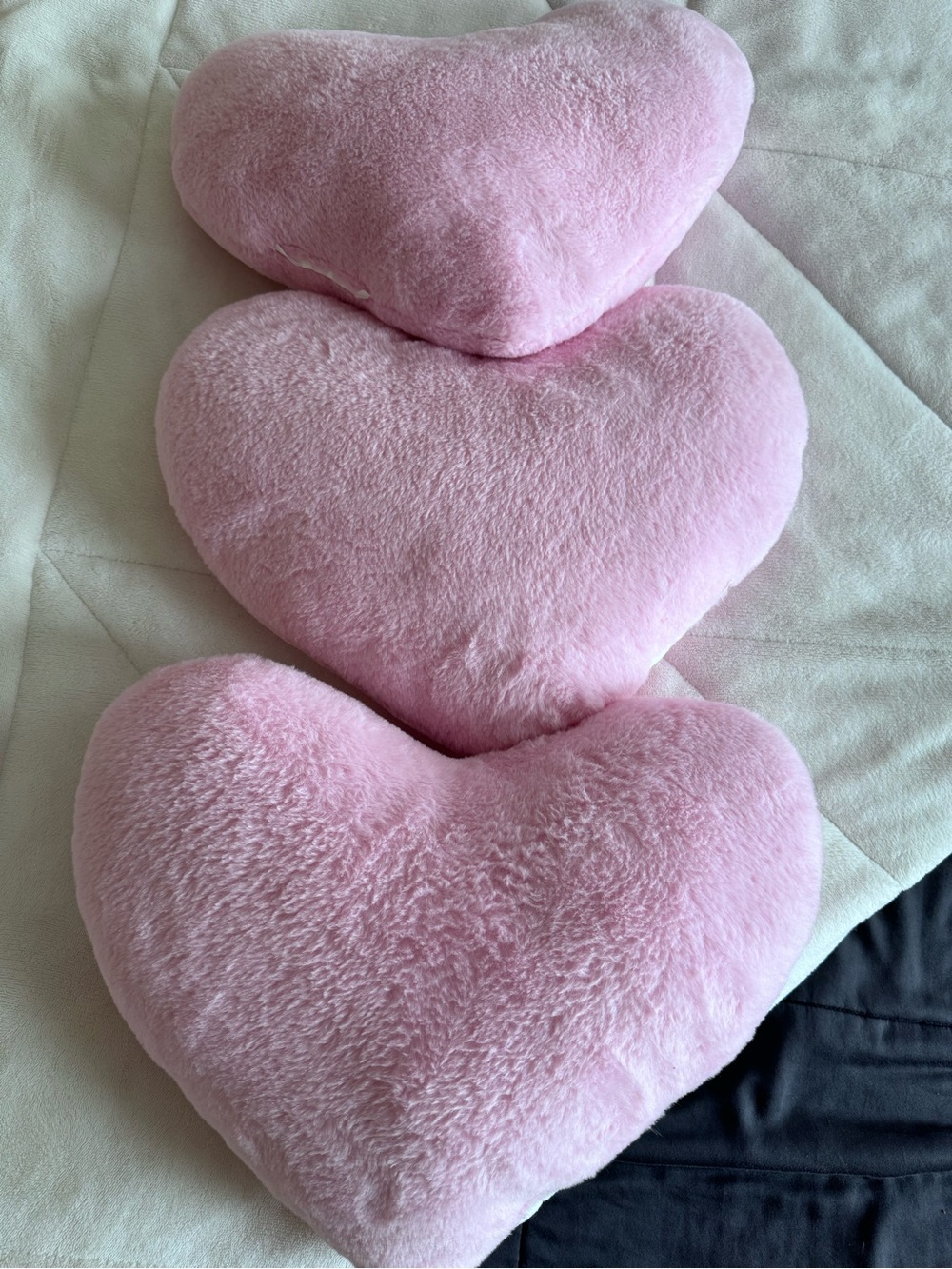 Plush Pink Heart Throw Pillows - Set of 3 - Picture 2 of 5